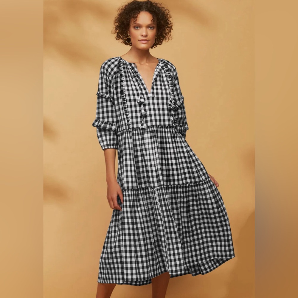 House of Lacuna Gingham Yarn Dyed Florence Dress size small.